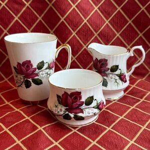Vintage Windsor Mug, Creamer, Sugar Pot